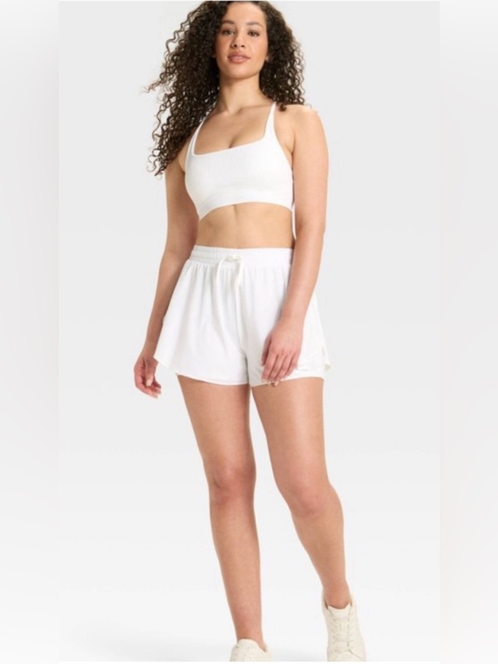 All in Motion Women's White High Rise Woven Flutter Athletic Shorts Large NWT
